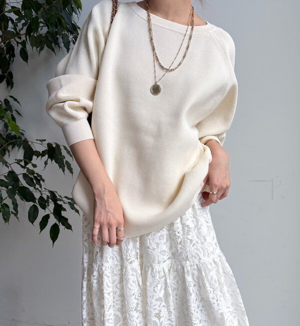  「ストレッチヤーン片畦ポンチョニット」|ニット・セーター|オフホワイト