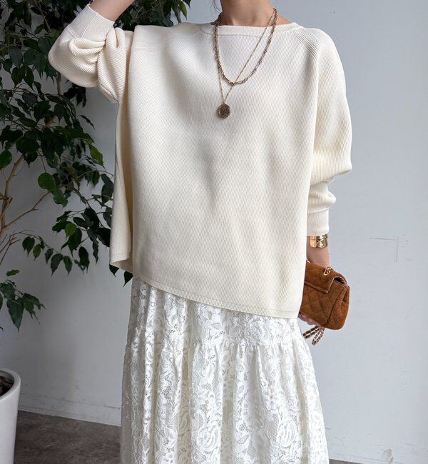  「ストレッチヤーン片畦ポンチョニット」|ニット・セーター|