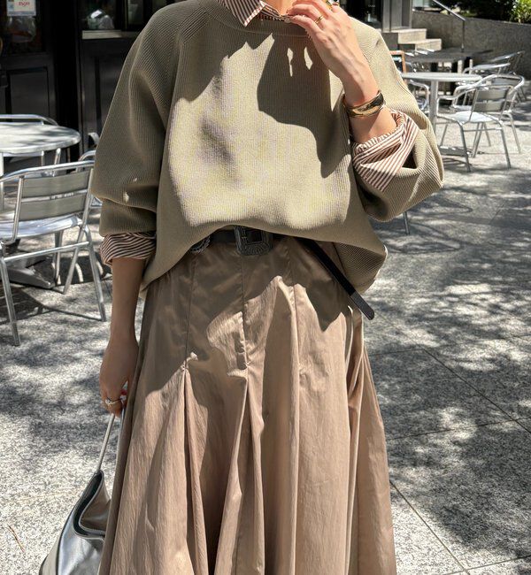  「ストレッチヤーン片畦ポンチョニット」|ニット・セーター|