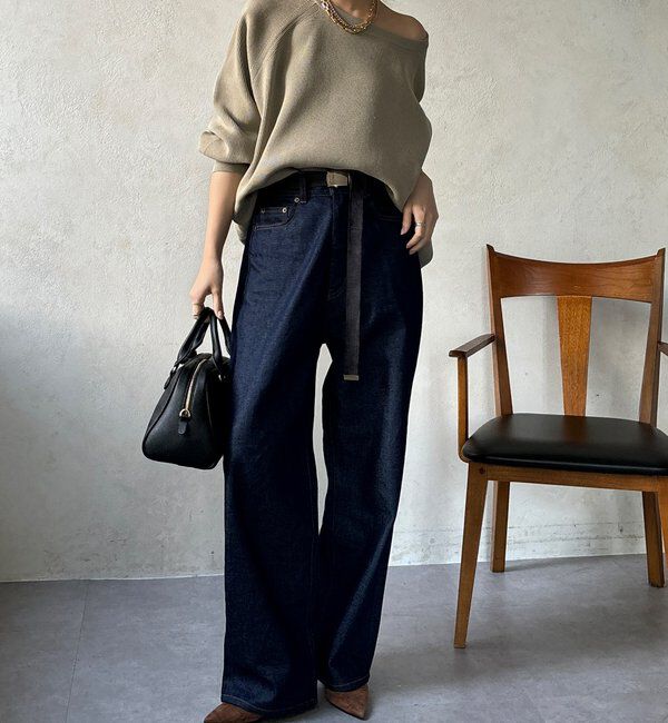  「ストレッチヤーン片畦ポンチョニット」|ニット・セーター|