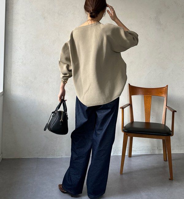  「ストレッチヤーン片畦ポンチョニット」|ニット・セーター|