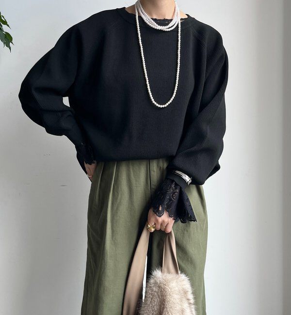  「ストレッチヤーン片畦ポンチョニット」|ニット・セーター|