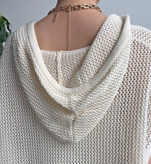  「【WEB限定】コットンニットメッシュフーディーベスト」|ニット・セーター|