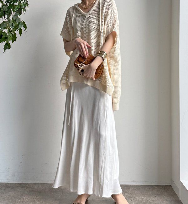  「【WEB限定】コットンニットメッシュフーディーベスト」|ニット・セーター|