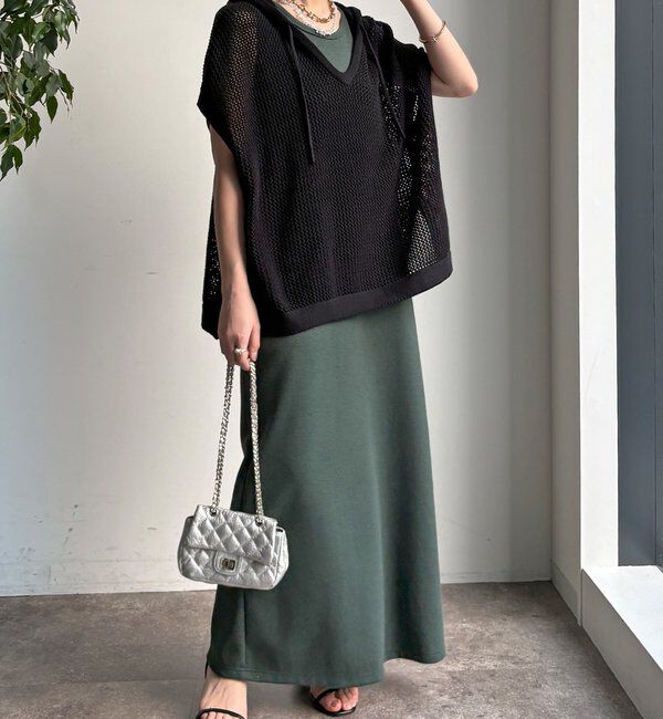  「【WEB限定】コットンニットメッシュフーディーベスト」|ニット・セーター|