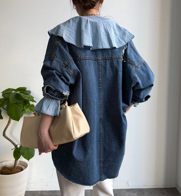 「シアーデニムラッフルブラウス」|シャツ・ブラウス|