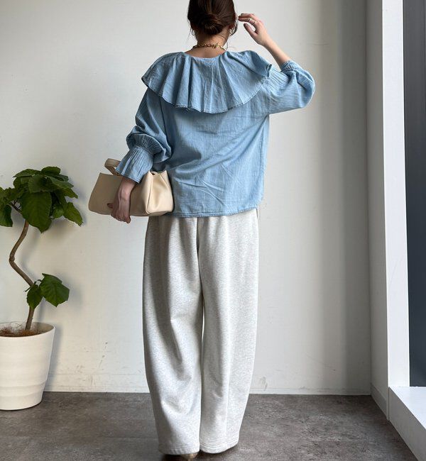  「シアーデニムラッフルブラウス」|シャツ・ブラウス|