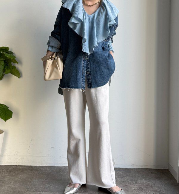  「シアーデニムラッフルブラウス」|シャツ・ブラウス|