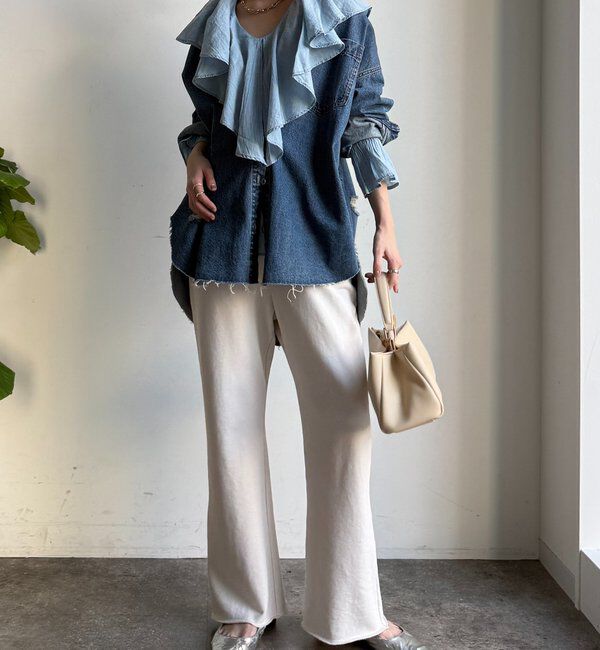  「シアーデニムラッフルブラウス」|シャツ・ブラウス|