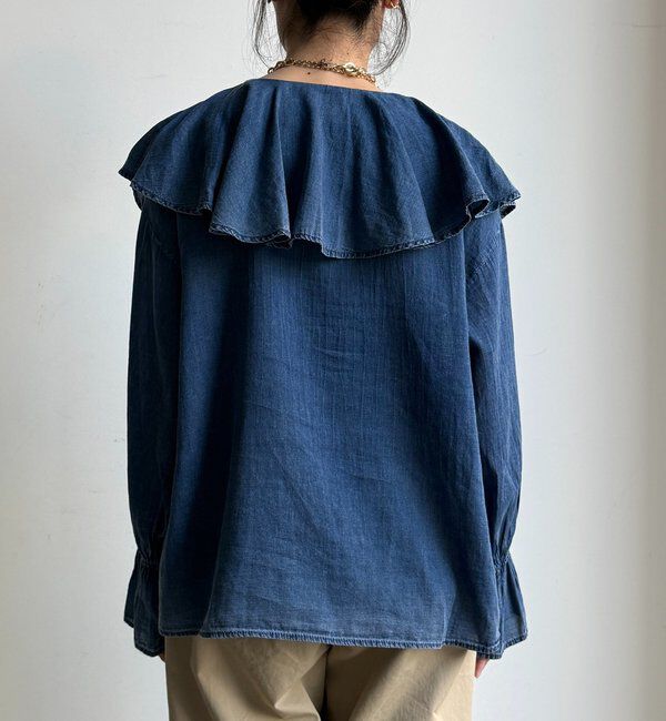  「シアーデニムラッフルブラウス」|シャツ・ブラウス|