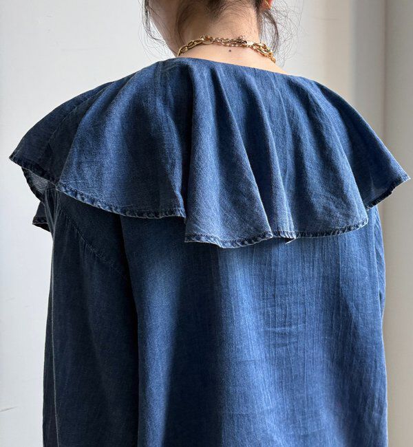  「シアーデニムラッフルブラウス」|シャツ・ブラウス|