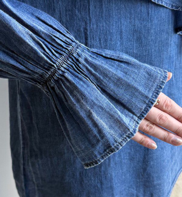  「シアーデニムラッフルブラウス」|シャツ・ブラウス|