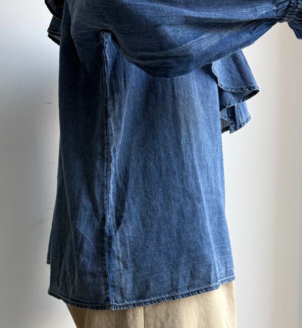  「シアーデニムラッフルブラウス」|シャツ・ブラウス|