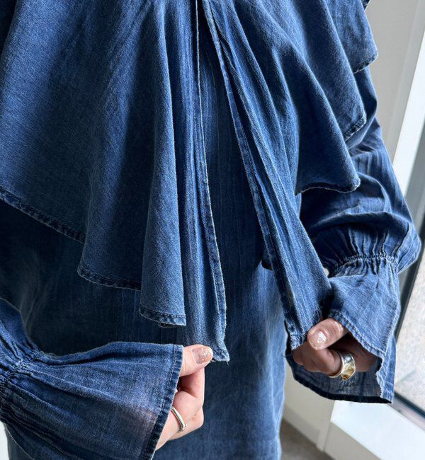  「シアーデニムラッフルブラウス」|シャツ・ブラウス|