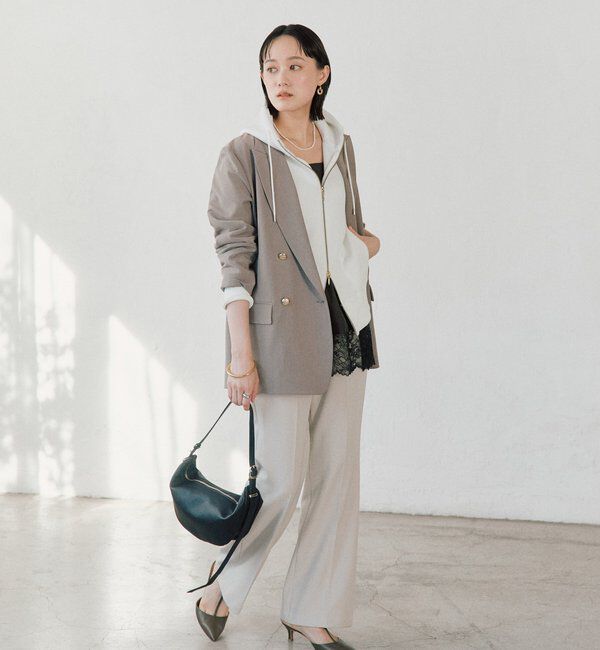  「【WEB限定/キレイめ上品】スポンジダンボールZIPパーカーカットソー」|パーカー|