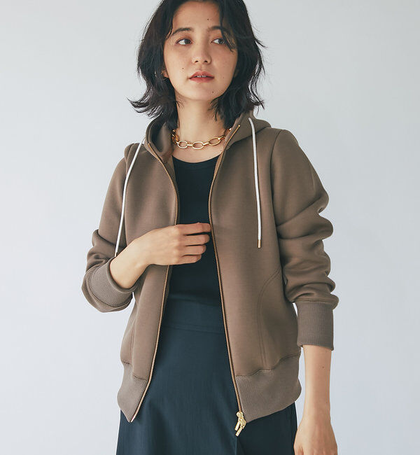  「【WEB限定/キレイめ上品】スポンジダンボールZIPパーカーカットソー」|パーカー|