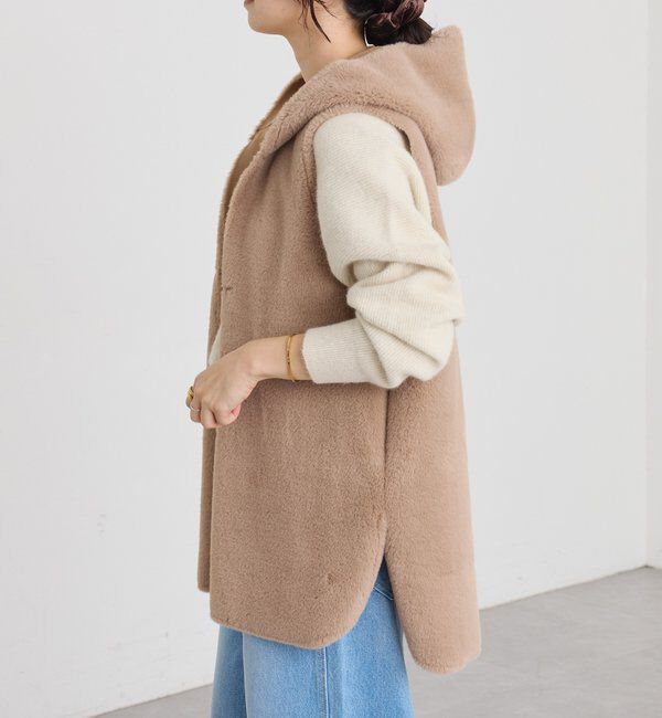  「【シーズンムード高まる】エコファーフードジレ」|ベスト・ジレ|