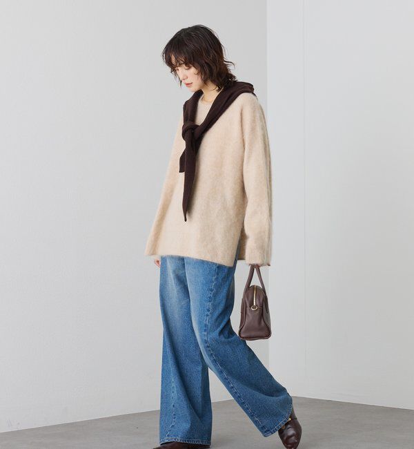  「【ヘアリーな質感】起毛ウールサイドスリットニット」|ニット・セーター|