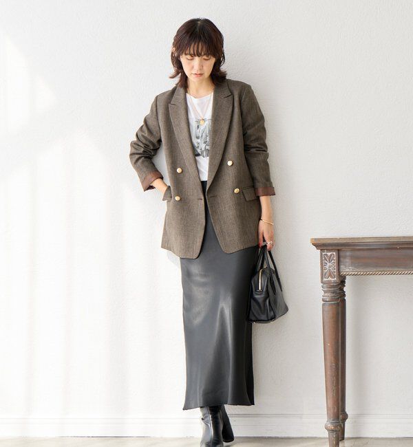 「【美シルエット】シャークスキンピークドラペルジャケット」|テーラードジャケット|