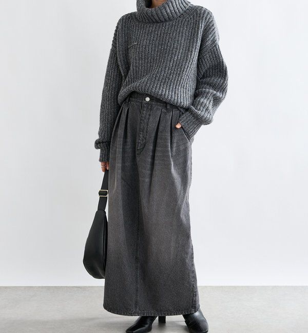  「【MONN.:.(モン)】タックコクーンマキシスカート」|スカート|