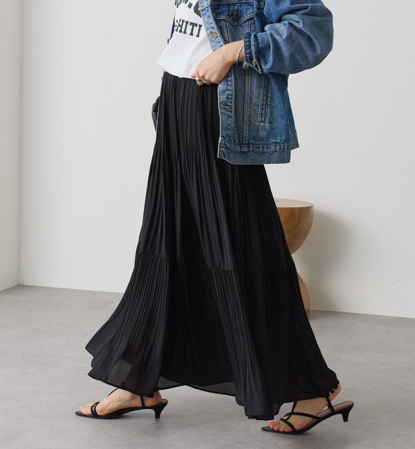  「【上品見え】ティアードプリーツスカート」|スカート|