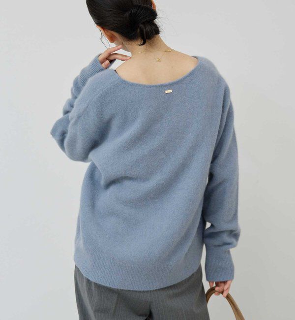  「【デコルテ美人ニット】ファーウールキーネックニット」|ニット・セーター|