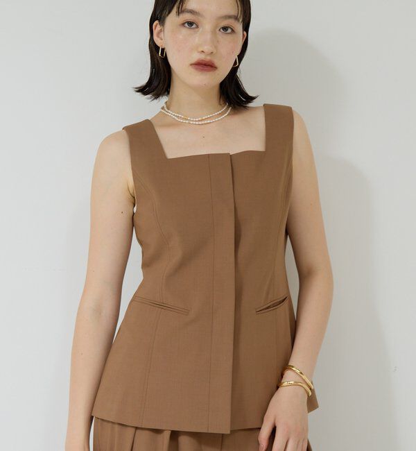  「【セットアップ対応】スクエアネックベスト」|ベスト・ジレ|