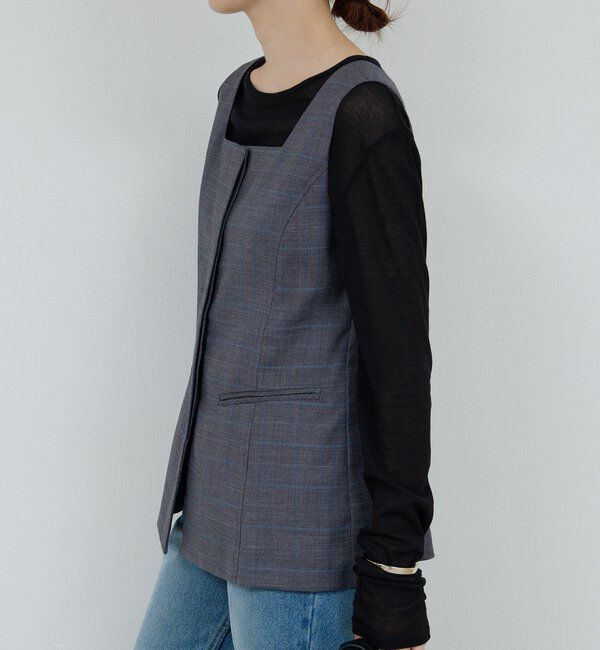  「【セットアップ対応】スクエアネックベスト」|ベスト・ジレ|