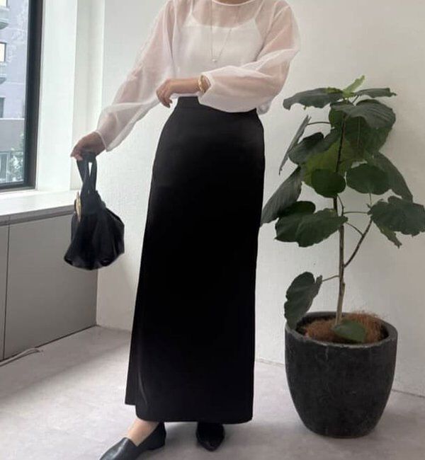  「【ルミネ限定カラー】【手洗い可能】ストレッチサテンタイトスカート」|スカート|