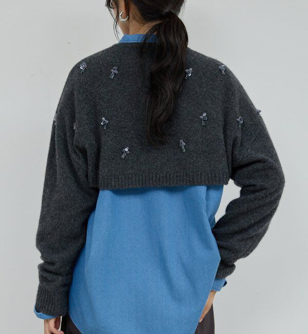  「【25th記念アイテム】ビジューショートVニット」|ニット・セーター|