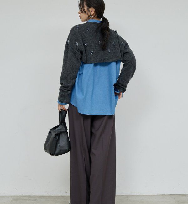 「【25th記念アイテム】ビジューショートVニット」|ニット・セーター|