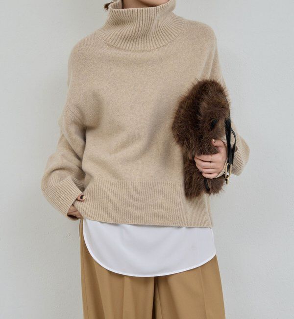  「【手洗い可】ウールタートルプルオーバー」|ニット・セーター|ベージュ