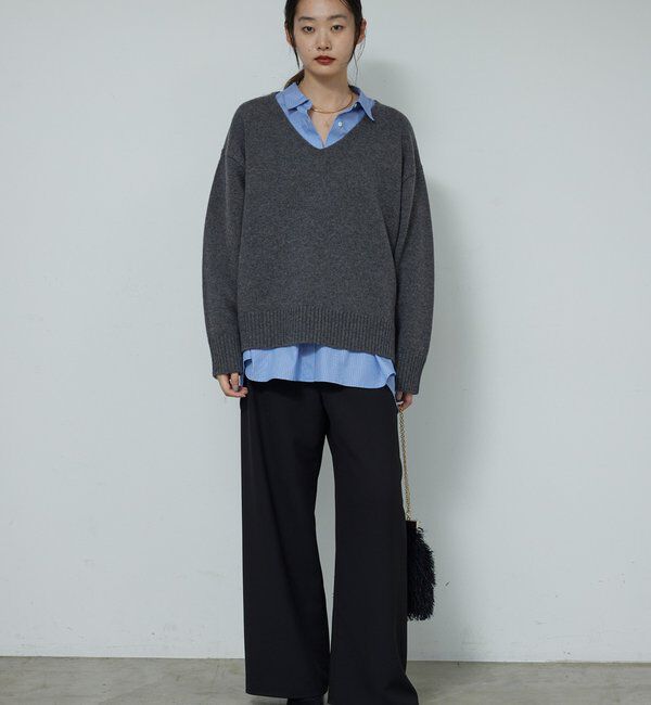  「【冬のお助けニット】メリノウールVニット」|ニット・セーター|