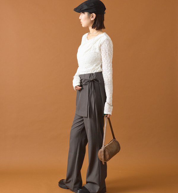  「レースオフショルロングTシャツ」|Tシャツ・カットソー|