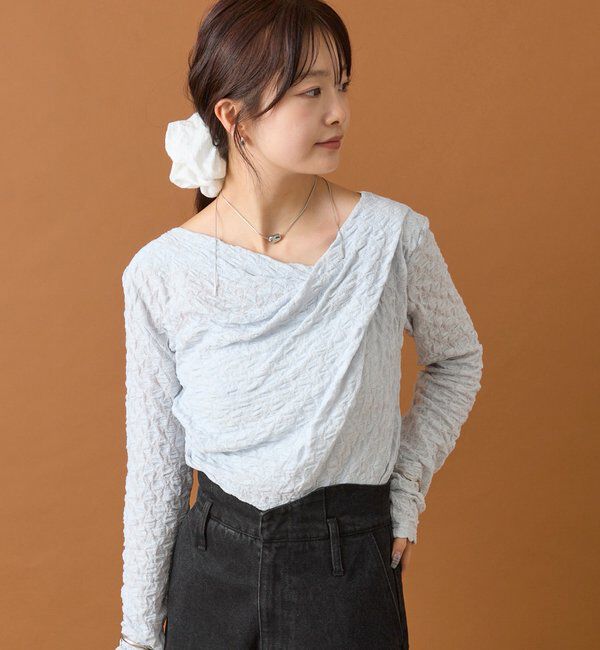  「レースオフショルロングTシャツ」|Tシャツ・カットソー|