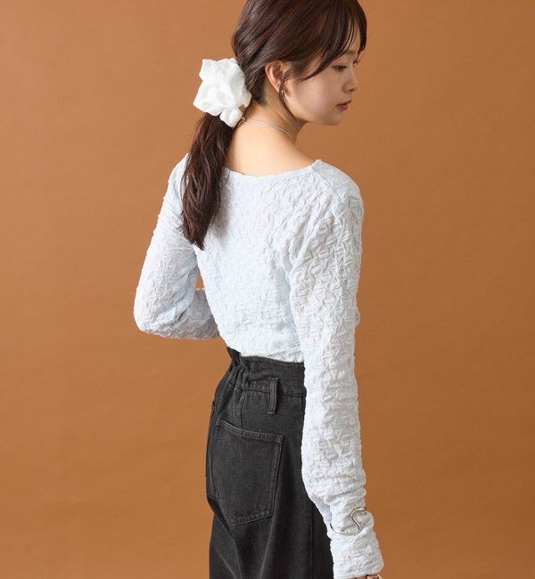  「レースオフショルロングTシャツ」|Tシャツ・カットソー|