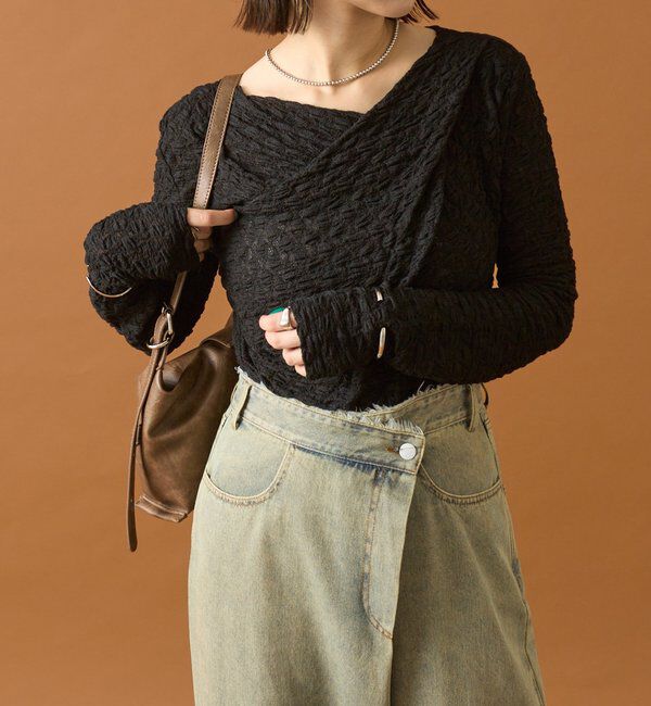  「レースオフショルロングTシャツ」|Tシャツ・カットソー|