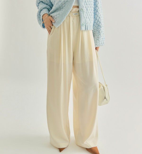  「【オールシーズン対応/WEB限定アイボリー】フリルイージーパンツ」|チノ|