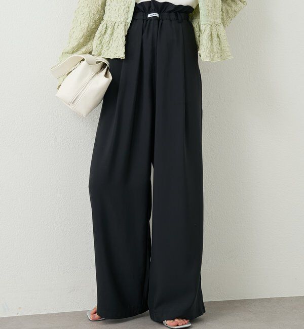  「【オールシーズン対応/WEB限定アイボリー】フリルイージーパンツ」|チノ|ブラック