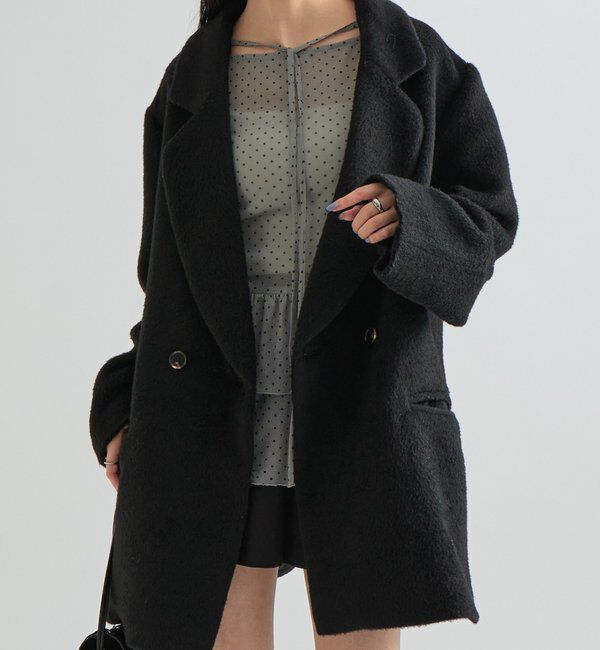  「シャギーダブルジャケット」|その他|ブラック