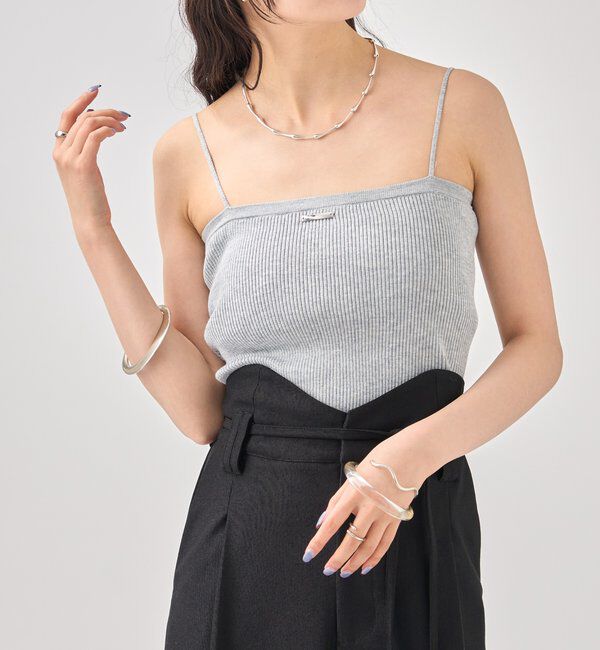  「パット付き ショートニットキャミソール」|キャミソール|グレー