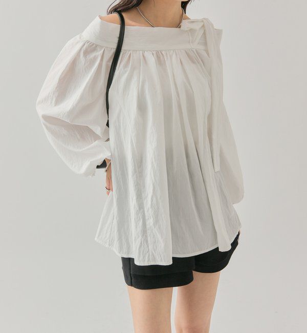  「肩リボンオフショルブラウス」|シャツ・ブラウス|