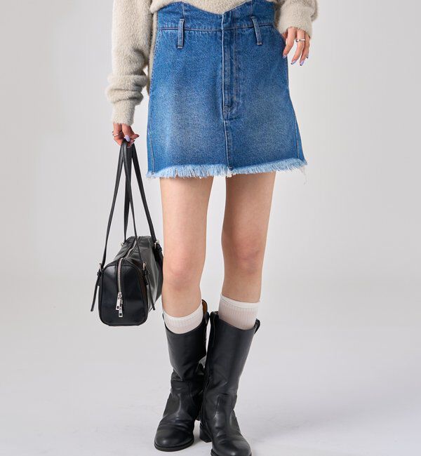  「ウェーブデニム ミニスカート」|スカート|