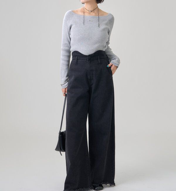  「プレート付きクルーリブニット」|ニット・セーター|