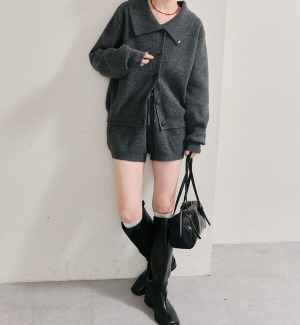  「襟付きプレートニットカーディガン」|カーディガン|