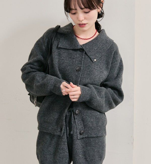  「襟付きプレートニットカーディガン」|カーディガン|