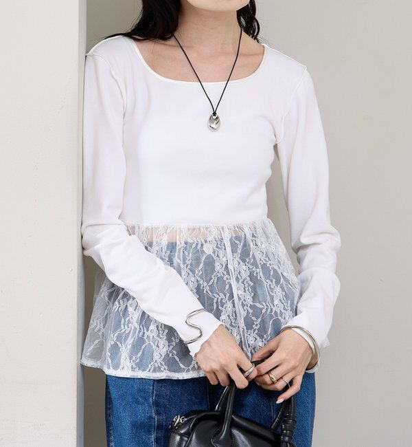  「レースドッキングロンT」|Tシャツ・カットソー|