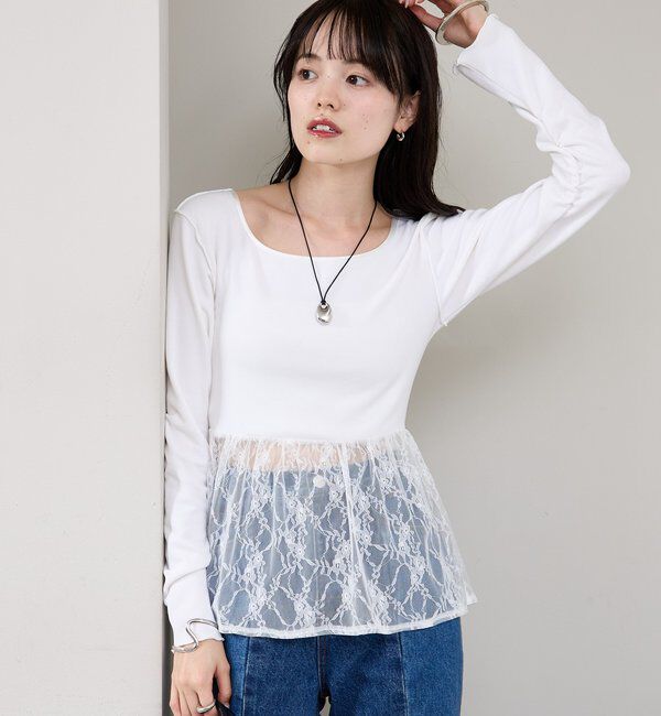  「レースドッキングロンT」|Tシャツ・カットソー|