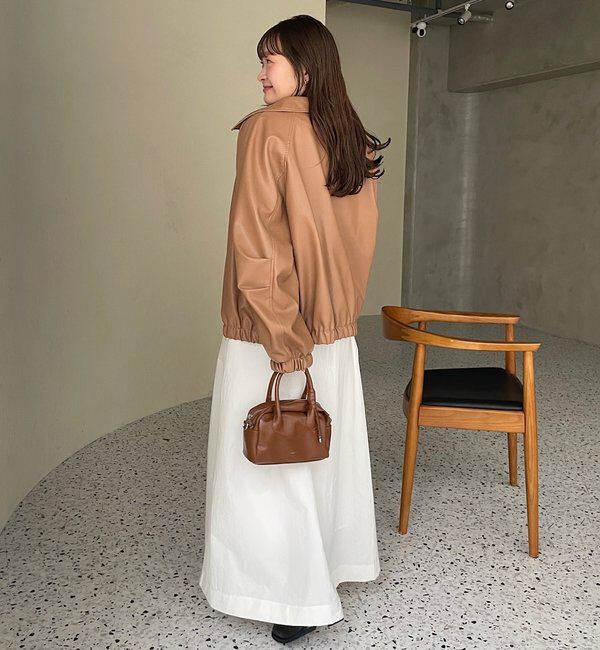  「バルーンスリーブフェイクレザーブルゾン」|ブルゾン・スタジャン|