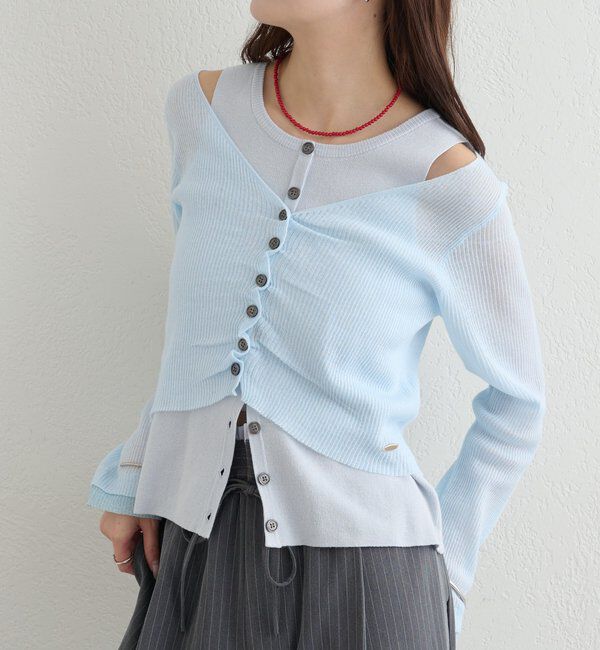  「ショルダースリットレイヤードニット」|ニット・セーター|